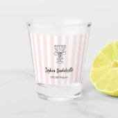 Bachelorette Rosa Streifen | Custom Schnapsglas (Vorderseite)