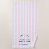Bachelorette Rosa und Navy Retro Moderne Strandtuch (Vorderseite)