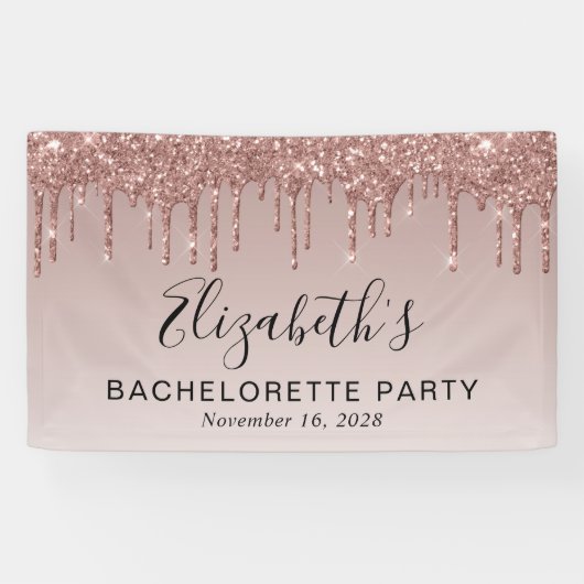 Bachelorette Rose Gold Glitzer Banner (Horizontal)