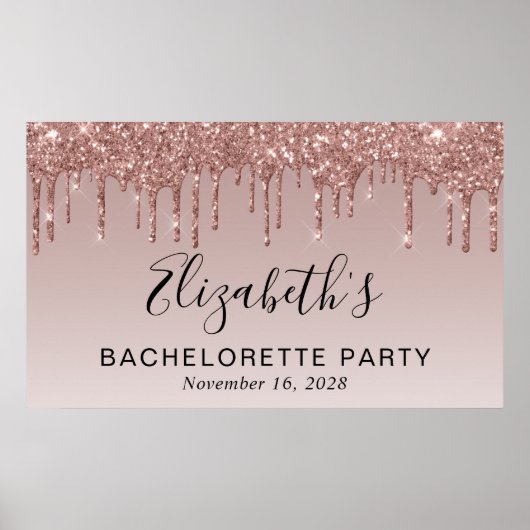 Bachelorette Rose Gold Glitzer Poster (Vorne)