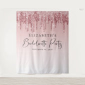 Bachelorette Rose Gold Pink Glitzer Personalisiert Wandteppich (Vorderseite)