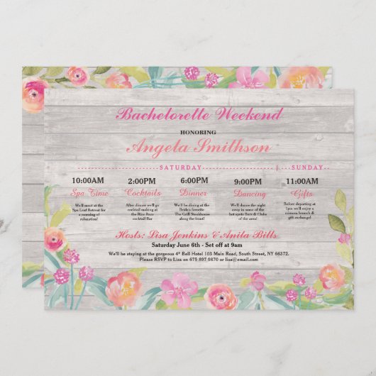 Bachelorette Rustikales Brautparty Programm (Vorne/Hinten)