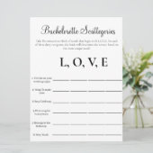 Bachelorette Scattegories Junggeselinnen-Abschied Einladung (Stehend Vorderseite)