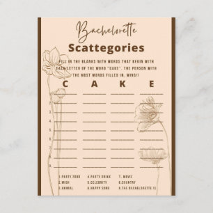 Bachelorette Scattegories Party Game Begleitkarte