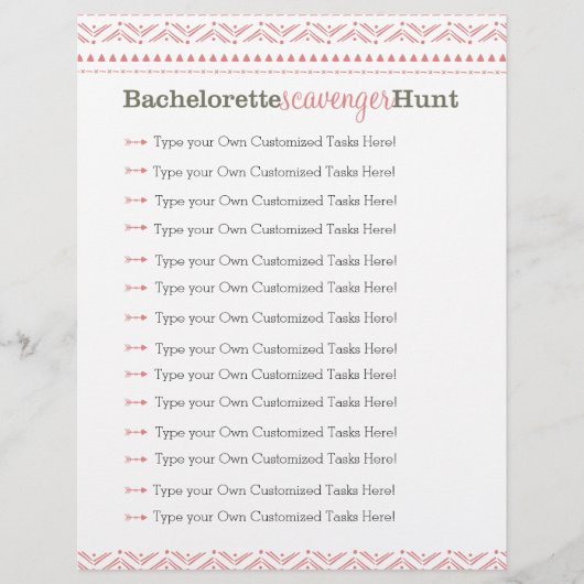 Bachelorette Scavenger Jagd Spiel Rosa Stamm (Vorderseite)