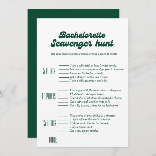 Bachelorette-Scavenger-Jagdspiel, Bachelorettenspi Einladung (Vorne/Hinten)