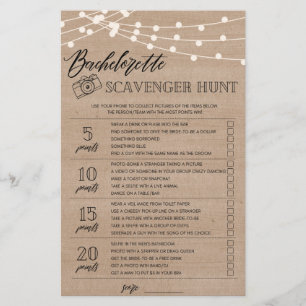 Bachelorette Scavenger Jagdspiel Brautparty Fliege Flyer