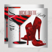 Bachelorette Schuhe mit weißer Roter Ferse Einladung (Vorne/Hinten)