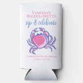 Bachelorette Sip & Celebrate Pink Crab Gefallen Selters Dosenkühler (Vorderseite)