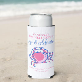 Bachelorette Sip & Celebrate Pink Crab Gefallen Selters Dosenkühler
