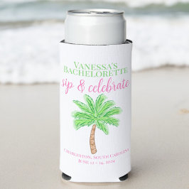 Bachelorette Sip & Celebrate Preppy Palm Custom Selters Dosenkühler