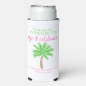 Bachelorette Sip & Celebrate Preppy Palm Custom Selters Dosenkühler (Seltzer Vorderseite)