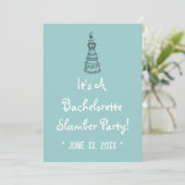 Bachelorette Slumber Party Custom Invite (Blau) Einladung (Stehend Vorderseite)