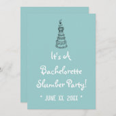 Bachelorette Slumber Party Custom Invite (Blau) Einladung (Vorne/Hinten)