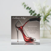 Bachelorette-Stiletto mit Wein Einladung (Stehend Vorderseite)