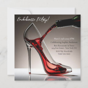Bachelorette-Stiletto mit Wein Einladung
