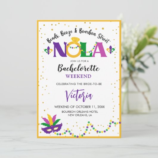 BACHELORETTE, STREET NOLA BACHELORETTE, BÖSE UND B EINLADUNG (Stehend Vorderseite)