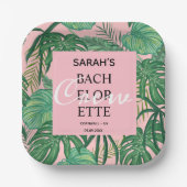 Bachelorette Tropenrosa Exotische Palme Pappteller (Vorderseite)