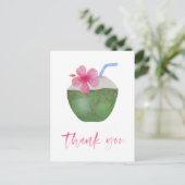 Bachelorette Tropical Coconut Vielen Dank Postkarte (Stehend Vorderseite)
