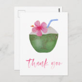Bachelorette Tropical Coconut Vielen Dank Postkarte (Vorne/Hinten)