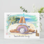 *~* Bachelorette Tropical Exotic QR Beach Party Einladung (Stehend Vorderseite)