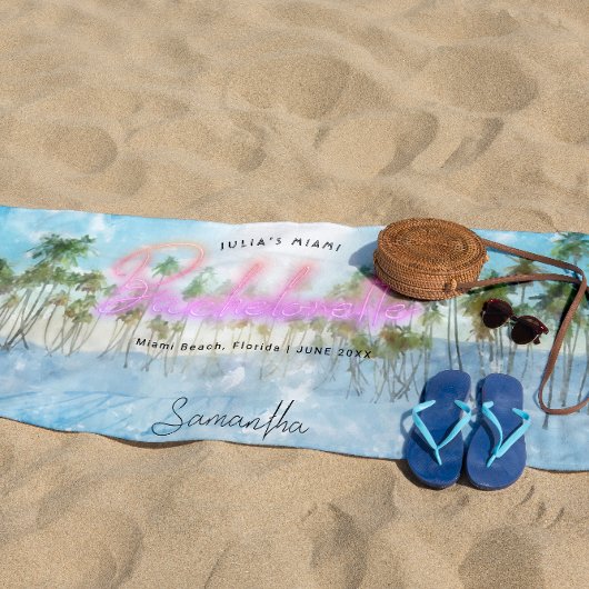 Bachelorette Tropical Palms Neon | Monogramm Strandtuch