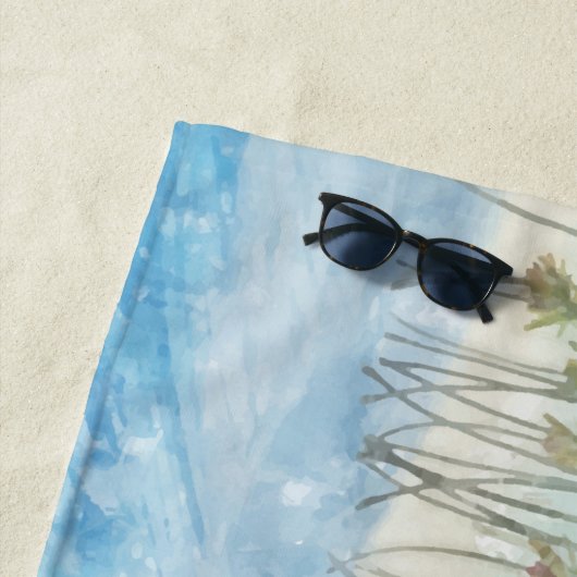 Bachelorette Tropical Palms Neon | Monogramm Strandtuch (Beispiel)