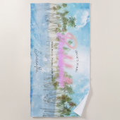 Bachelorette Tropical Palms Neon | Monogramm Strandtuch (Vorderseite)