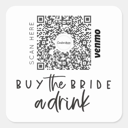 Bachelorette Venmo QR Code Kaufen Sie die Braut ei Quadratischer Aufkleber (Vorderseite)