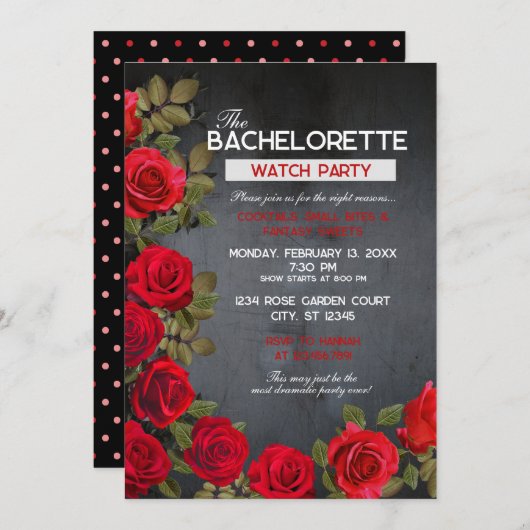 Bachelorette Watch Party Einladung, 5" x 7" (schwa Einladung (Vorne/Hinten)