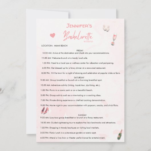 Bachelorette Weekend Editierbare Strecke Einladung (Vorderseite)