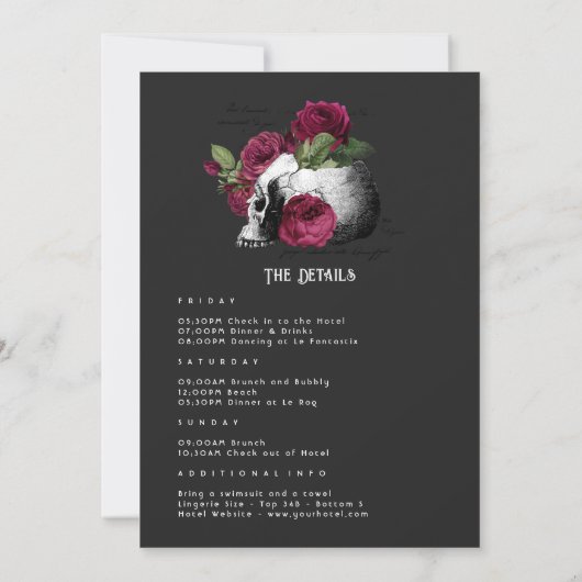 Bachelorette Weekend Einladung (Rückseite)