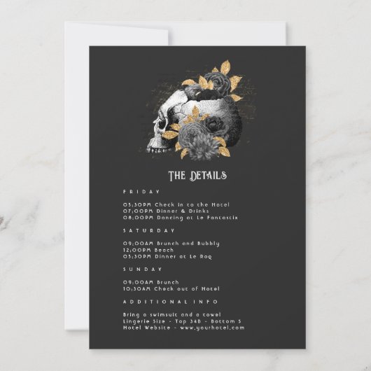 Bachelorette Weekend Einladung (Rückseite)