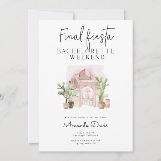 Bachelorette Weekend Final Fiesta Desert Western Einladung (Vorderseite)