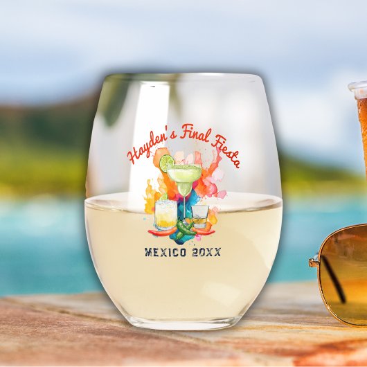 Bachelorette Weekend Final Fiesta Personalisiert Weinglas Ohne Stiel