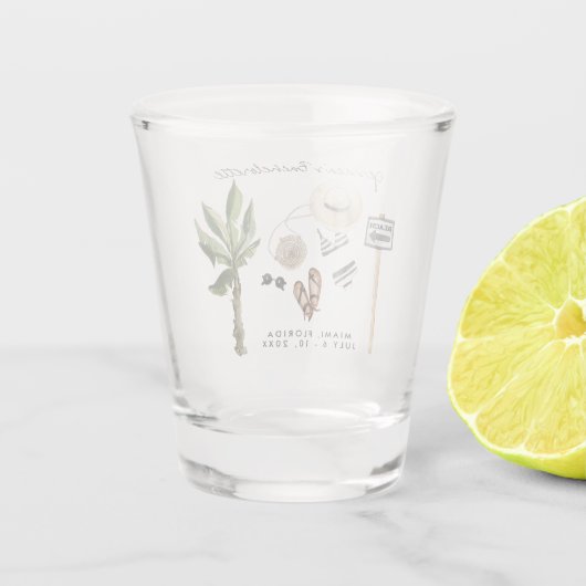 Bachelorette Weekend Gastgeschenk Personalisiert Schnapsglas (Rückseite)