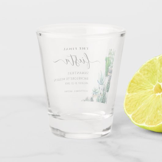 Bachelorette Weekend Gastgeschenk Personalisiert Schnapsglas (Rückseite)