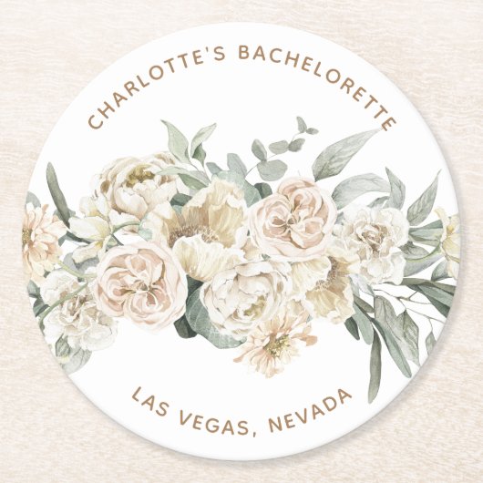 Bachelorette Weekend Gastgeschenk Personalisiertes Runder Pappuntersetzer (Vorderseite)