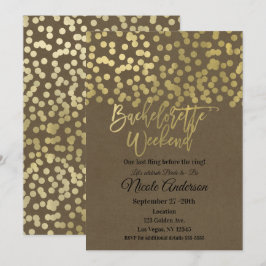 Bachelorette Weekend Gold Moderne schicke, rustika Einladung