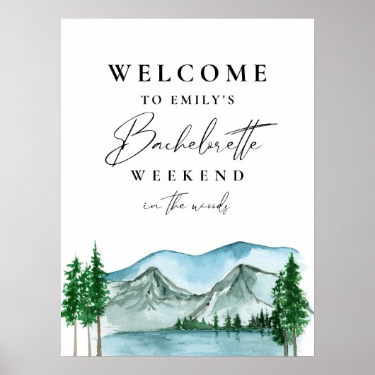 Bachelorette Weekend im Begrüßungszeichen des Wald Poster (Vorne)