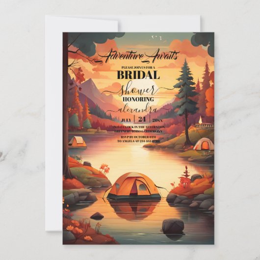 Bachelorette Weekend im Camping Wald Einladung (Vorderseite)