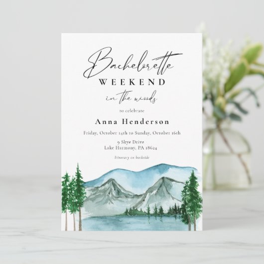 Bachelorette Weekend im Wald Einladung (Stehend Vorderseite)