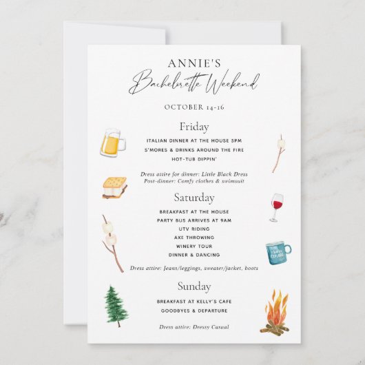 Bachelorette Weekend im Wald Einladung (Rückseite)