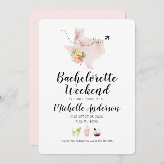 Bachelorette Weekend in Austin Texas Einladung (Vorne/Hinten)