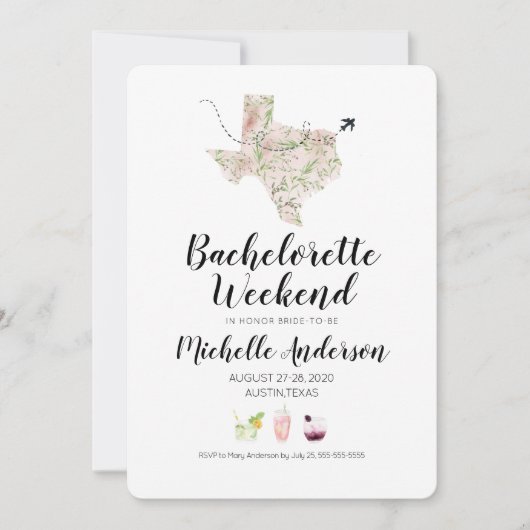Bachelorette Weekend in Austin Texas Einladung (Vorderseite)