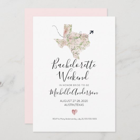 Bachelorette Weekend in Austin Texas Einladung (Vorne/Hinten)