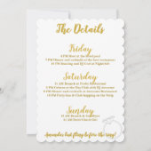 Bachelorette Weekend Itineraler Gold Glitzer Einladung (Rückseite)
