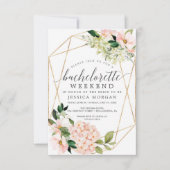 Bachelorette Weekend Itinerary Blush Hydrangea Einladung (Vorderseite)