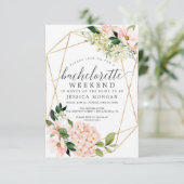 Bachelorette Weekend Itinerary Blush Hydrangea Einladung (Stehend Vorderseite)