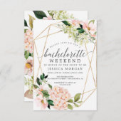 Bachelorette Weekend Itinerary Blush Hydrangea Einladung (Vorne/Hinten)